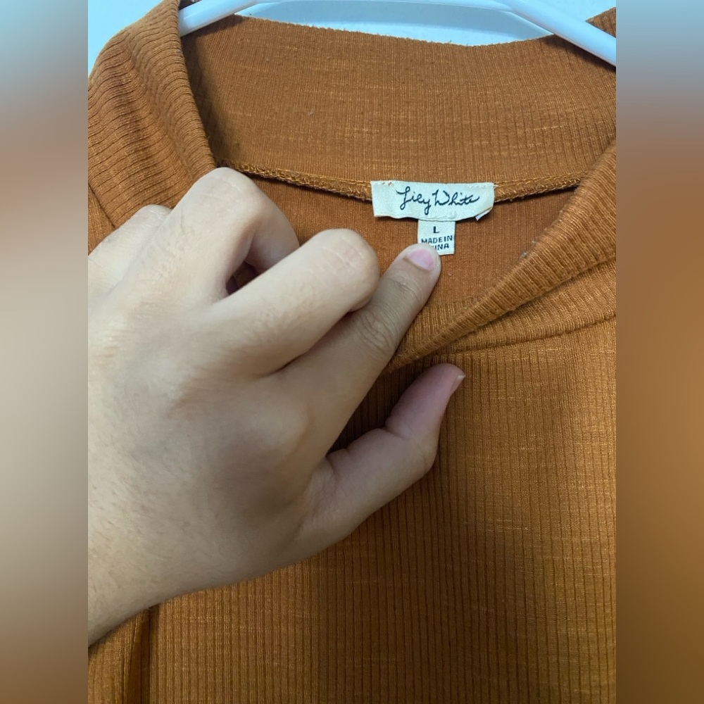Lily White Rust Ribbed Knit Top - Picture 3 of 4